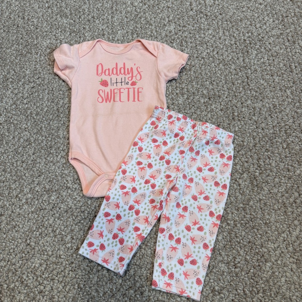 Chick Pea‎ Baby Girl 2pc Set Pink Daddys Little Sweetie Size 6-9 Months